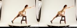 Nude Woman White Standing poses - ALL Slim Standing poses - bend over long brown 3D Stereoscopic poses Pinup